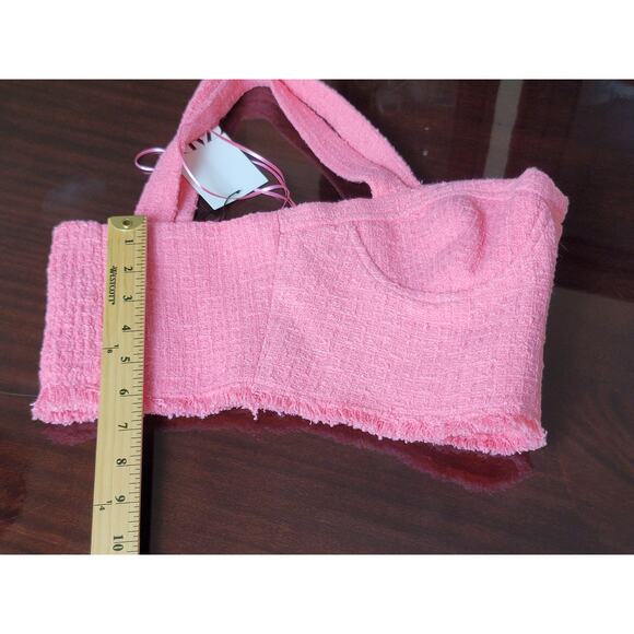 Zara Textured Bustier Top Pink Sweetheart Neckline Women's‎ Size Medium NWT - Picture 9 of 15